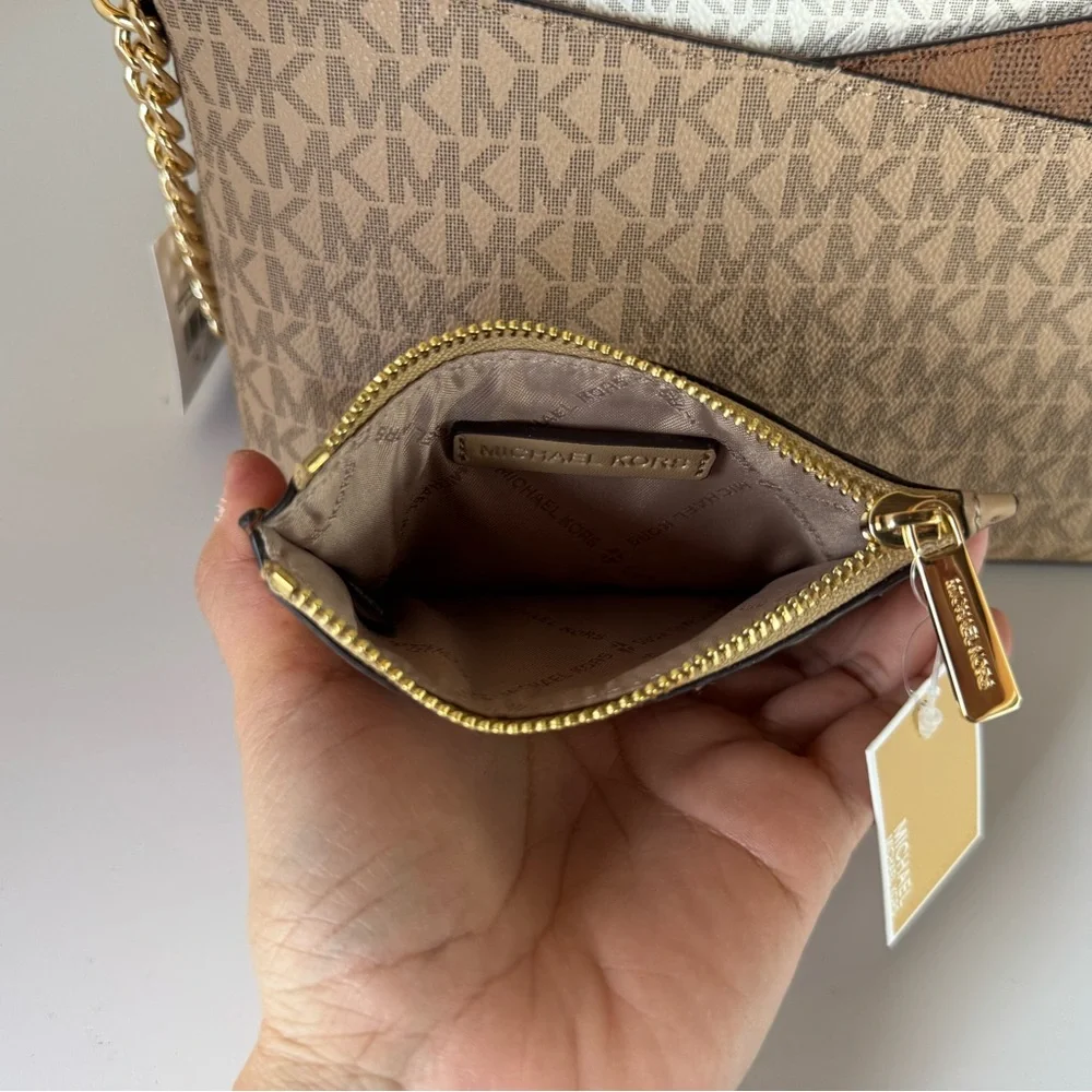 Michael Kors Jet Set Travel Dome Brown Crossbody Bag + Wallet Set - Picture 14 of 15